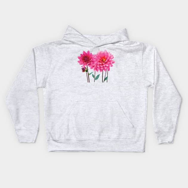 Row of Pink Dahlias Kids Hoodie by SusanSavad